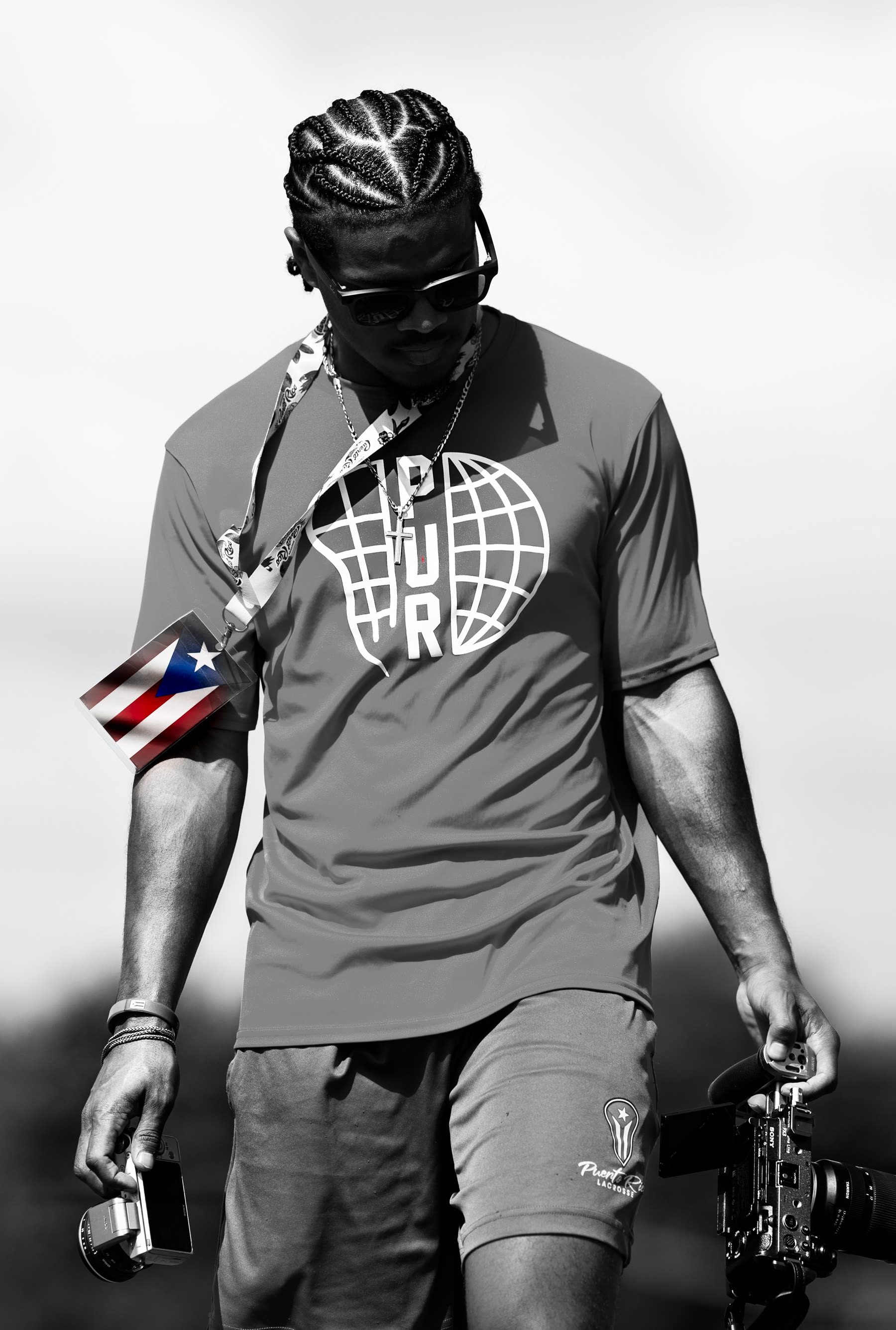 The Puerto Rico national lacrosse team walking out.
